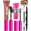 Waterproof Tinted Brow Gel Kit-Rich Auburn Thickening Eyebrow Mascara Gel & Clear Setting Brow Glue,Brow Lift Fast Sculpt,Long Lasting Eye Makeup for Women,Light Medium Dark Brown With Tool-Set04
