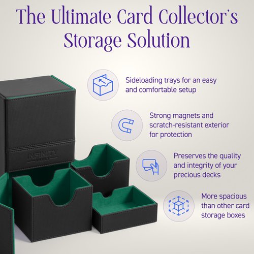 Commander Deck Box with Dual Sideloading & Dice Tray - MTG Deckbox Vault Case for Magic the Gathering, TCG & Pokemon - Card Holder & Organizer - Fits 200+ Double-Sleeved Playing, Trading & Game Cards