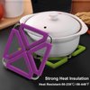 Set of 5 Silicone Trivet Mat Expandable Hot Pot Holder with Stainless Steel Frame for Home Kitchen Heat Resistant Insulated Hot Pads Coasters Table Dish Mat Tableware Placemat for Hot Pans Bowls