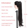 YOLANFAIRY 32 Inch Long Straight Drawstring Ponytail Extension Synthetic Hair Extensions Ponytail Natural Soft Fake Pony Tail Hair Pieces for Women (Brownish Black)