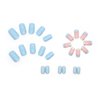 24Pcs French Tip Press on Nails Short Short Fake Nails Blue Glitter Sequins with Rhinestones Exquisite Design Full Cover Artificial Glue on Nails Rhinestones False Nails for Women Girls Acrylic Nails
