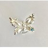 Generic Small mini silver and white pearl metal butterfly hair claw clip with crystals