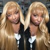 SOKU 13x4 Lace Front Wigs 32 Inch Long Straight Synthetic Wigs with Baby Hair Free Part Strawberry Honey Blonde Lace Frontal Wigs Pre Plucked for Women Girls Cosplay Gift