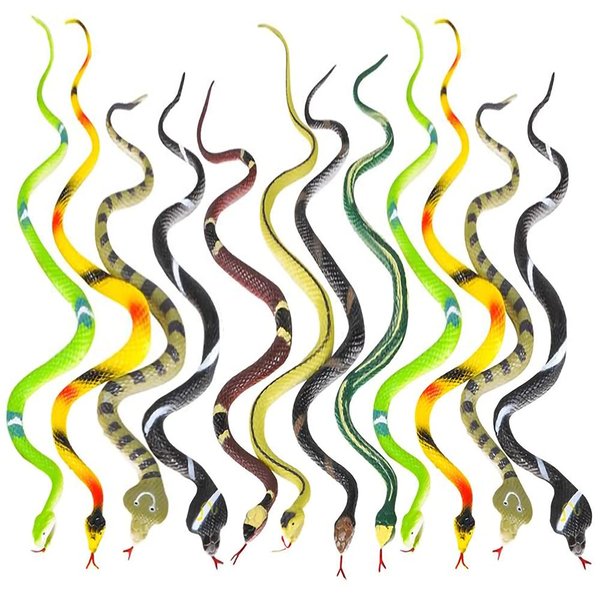 ArtCreativity 14” Realistic Rubber Snakes Toy for Kids (Pack of 12) Fake Snakes Party Favors Decoration, Halloween Prop, Prank Gift Idea for Boys and Girls
