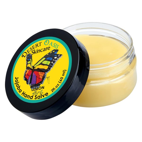 Desert Oasis Skincare Lemon Jojoba Oil Hand Salve. With over 50% Jojoba Oil. All Natural with Beeswax and Avocado Oil and lavender Oil. Naturally Moisturizing. (2 oz/60 gm)