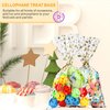LEOSINDA 100 pcs Clear 5"X 11" Flat Gift Wrap Cellophane Bags Cello Bags Cookie Bags Treat Bags with Twist Ties Poly Bag 1.3 mil for Bakery, Cookie, Candies Gold Star Printed