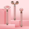 3-IN-1 Electric Jade Roller 3D Roller Facial Roller & Face Massager, Rose Quartz
