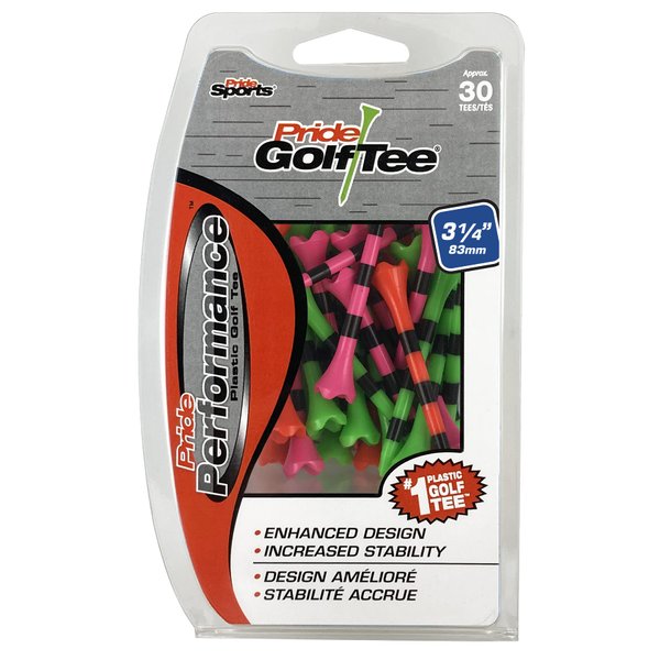 Pride Golf Tee Spikes 30 Count Tees, Citrus Mix, 3.25 US