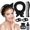Heatless Curls Rod Headband Overnight Hair Curlers to Sleep in 8PCS Heatless Curlers for Long Hair Women Heatless Curling Set Soft Velour No Heat Blowout Hair Rollers (Black-8-Velvet)