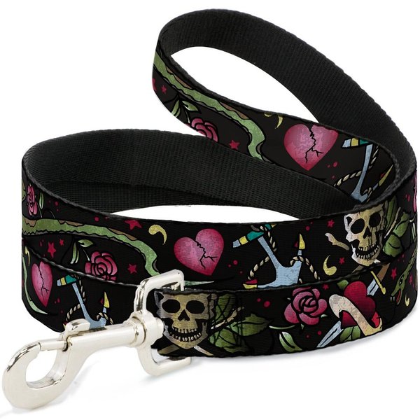 Dog Leash Live Hard Die Young Close Up Black 4 Feet Long 0.5 Inch Wide