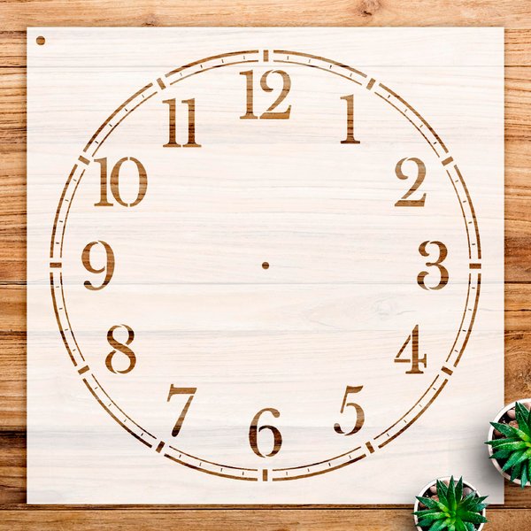 Clock face Stencil Pattern for Home Decor and Crafts, Reusable Mylar Template, Classic Numbers Design for Walls, Wood, and Art Projects - Size A3 (11.7" x 11.7")