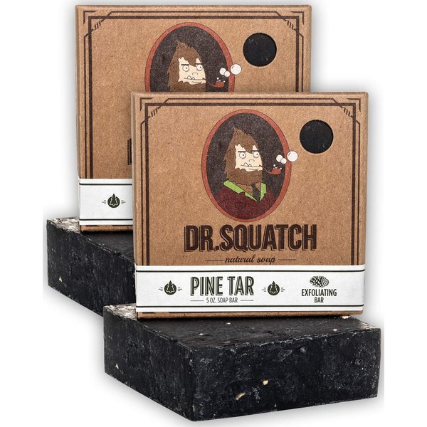 Dr. Squatch Pine Tar Soap 2-Pack Bundle - Mens Bar with Natural Woodsy Scent and Skin Exfoliating Scrub – Handmade with Pine, Coconut, Olive Organic Oils in USA (2 Bar Set)