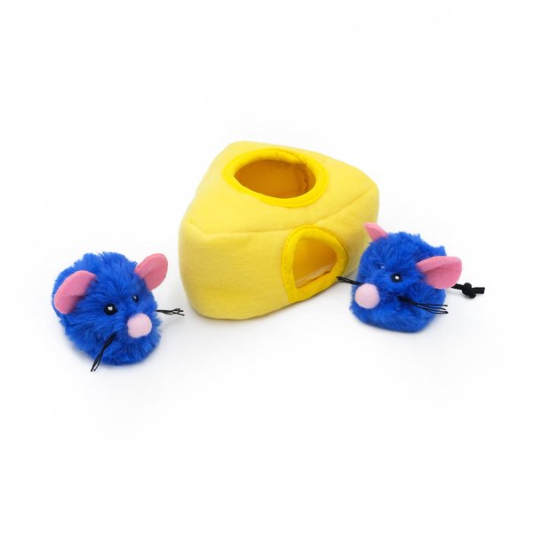 ZippyClaws Burrow - Interactive Plush Cat Puzzle Toy with Catnip Miniz, Perfect for Mental Stimulation, Hide-and-Seek Games, and Hours of Fun for Kittens and Cats - Mice 'n Cheese