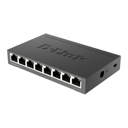 D-Link Ethernet Switch, 8 Port Gigabit Unmanaged Metal Fanless Desktop or Wall Mount Design (DGS-108), Black