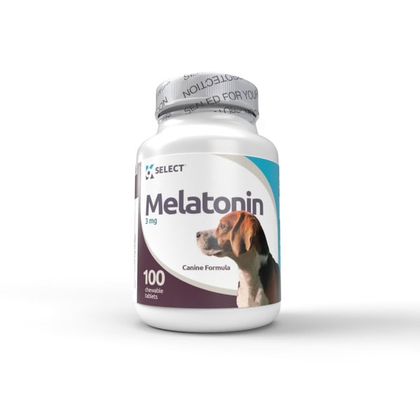 K9 Select 3 mg Melatonin - 100 Chewable Tablets, Melatonin for Dogs - Natural Immune System Booster