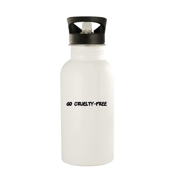 Knick Knack Gifts Go Cruelty-Free - 20oz Stainless Steel Water Bottle, White