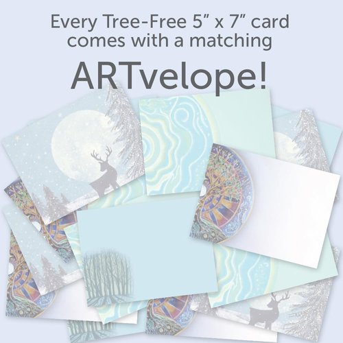 Tree-Free Greetings - Winter Solstice Greeting Cards - Artful Designs - 16 Cards + Matching Envelopes - Made in USA - 100% Recycled Paper - 5"x7" - Winter Solstice (GP54098)