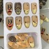 24Pcs Press On False Nails Short, Fake Nails Almond Glue On Nails, False Nails With Glue, Square Press On Nails Art Manicure Decoration Fake Nails Acrylic Nails Cute Cartoon Nails for Women And Girls