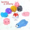 LUDILO Mochi Animal Squishies Toys 2nd Generation Glitter Mochi Squishy 28pcs Random Kawaii Mini Squishies Party Favors for Kids Unicorn Cat Panda Class Prizes Birthday Gifts Stress Relief Toy