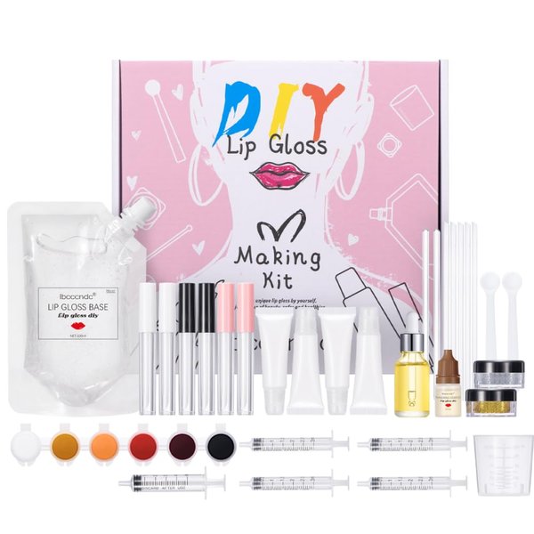 DIY Lip Gloss Making Kit - Moisturizing Lip Stain Handmade Set Fun Makeup Gift Set for Women Girls