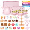 Tea Party Set for Little Girls, 49PCS Princess Tea Time Toys Including Tea Set Dessert Carrying Case, Kids Kitchen Pretend Playset, Tea Set for Girls Birthday Toddler Gifts Age 3-8