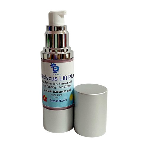 Diva Stuff Hibiscus Lift, Now With Hyaluronic Acid and Self Tanners, Natural Age Prevention, Firming & Acne Healing Face Cream, All In 1, By Kym's (Hibiscus Lift Plus)