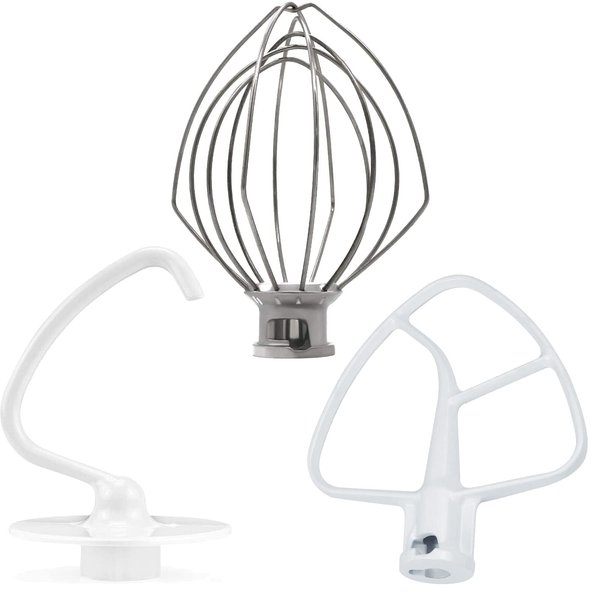 AMI PARTS Kitchen Mixer Attachment Coated Flat Blade Paddle K45B/ Wire Whip K45WW/ Dough Hook K45DH, 3 Pieces Stand Mixers Repair Set for Kitchen Tilt-Head Stand Mixers