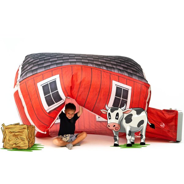 The Original Patented AirFort - Build A Fort in 30 Seconds, Inflatable Fort for Kids, Play Tent for 3-12 Years, A Playhouse Where Imagination Runs Wild, Fan not Included (Farmer's Barn)