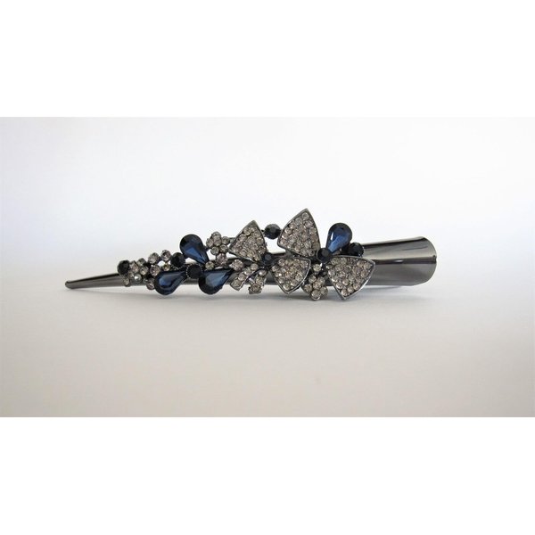 Generic Dark blue bows dark silver metal alligator hair claw clip with crystals