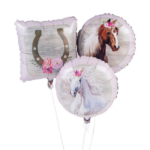 Set of 3 Pieces - Horse Mylar Balloons - 18 inch balloons - Horse and Farm Party Decor, Derby Party Supplies