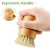 SUBEKYU Bamboo Dish Scrub Brush for Kitchen Sink, Natural Wooden Washing Dish Brush Scrubber, Sisal Bristles Brush for Household Cleaning Cast Iron Brush Pots, Pans and Vegetables