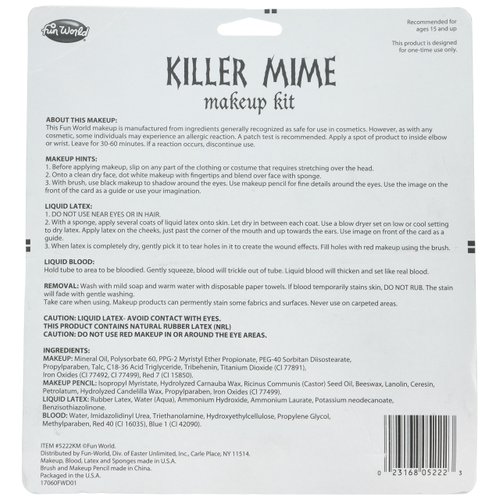 Killer Mime Makeup Kit, 5222KM, Fun World
