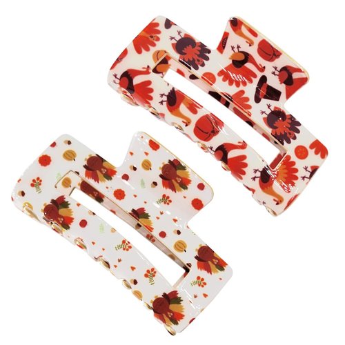 IKOLA 2PCS Thanksgiving Turkey Hair Claw