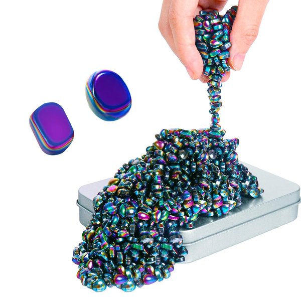 SKRSOUL Magnetic Balls with 2 Big Smooth Magnetic Beads,Putty Puzzle Anxiety/Stress Relief Toy Desk Fidget Toys Magnetic Stones,The Development of Promote Attention for Office Adult (500PCS Colorful)