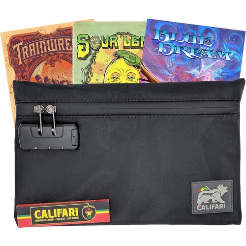 Califari Lockable Smell Proof Stash Bag Pouch Case Container (11”x7”) – Durable 100% Odor Proof Lined Bag with Combination Lock – Great for Travel - Safe Discreet Durable & Weatherproof (Blueberry)