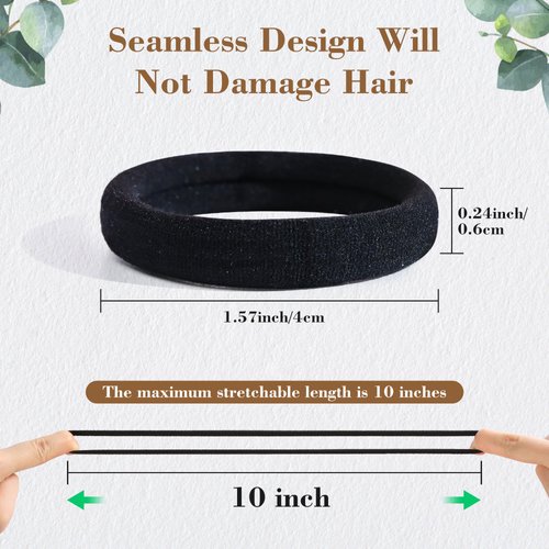 120PCS Black Hair Ties, Seamless Hair Ties No Damage Ponytail Holders pony tails hair ties Hair Band Elastics Hair Accessories for Women Girls (Black)