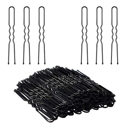 Generic U Shaped Hair Bobby Pins with Storage Box Nonslip & Durable Buns Ballet Hair Clip for Women & Girls (80 Count (Pack of 1)) (Black)