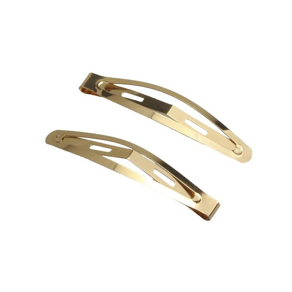 MAHAVIMOKSA 20pcs KC Gold Barrettes Women Metal Snap Hair Clips for DIY Craft (Slim Oval 60x12mm)