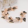 BERYUAN Rhinestone Leaves Wedding Hair Vine Crystal Rhinestone Gold Leaves Hair Vine Women Wedding Hair Accessories Crystal Rhinestone Wedding Headpiece for Women (black)