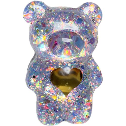 Galepromot 3 Pieces Purple Mobile Phone Finger Stand Cute Bear Doll Phone Holder Support Comfortable Grip Anti-Slip Creative Flexible Light Cell Phone Stands 3D Laser Phone Folding Accessories