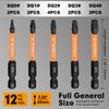 12-Pack Square Drive Bits- Premium S2 Alloy Steel Square Bit Set Magnetic Heads- Robertson Square Drill Bit Set (Long 2.55"& Hex Shank) Square Head Screwdriver Sizes #0, 1, 2, 3, and #4