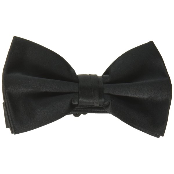 Stacy Adams Men's Satin Solid Bow Tie, Black, One Size