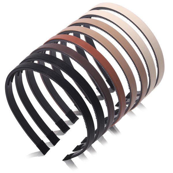 Santoddle Leather Headbands for Women 8Pcs Skinny PU Leather Hairbands for Girls