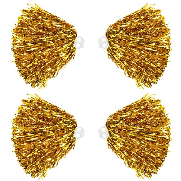 Cheerleading Pom Poms 4 Pack Cheerleader Squad Spirited Fun Pompoms Pom Poms Cheer Poms Hand Flowers Metallic Foil Pompoms for Kids Adults Sports Team Spirit Cheering Party Dance (Gold)