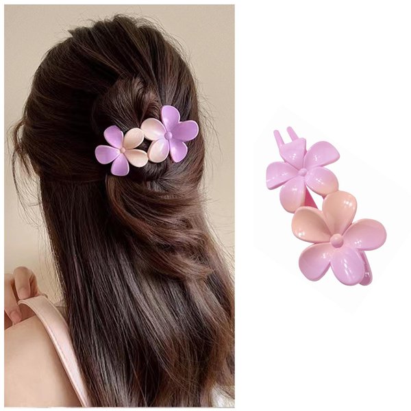 Vacaonio French Flower Hairclip for Women Large Acrylic Flower Alligator Hair Clip Claw Purple Flower Hair Clips Flower Non Slip Hairclips Barrette Flower Long Curly Hair Clip Decorative