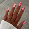 Hot Pink Press on Nails Medium Square Fake Nail Glitter False Nails Full Cover Acrylic Nails with Designs Pure Color Glossy Glue on Nails Artificial Stick on Nails for Women Nail Art Manicure 24Pcs