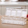 Clear Seasoning Rack Spice Pots by AIQI - 4 Piece Acrylic Seasoning Box - Storage Container Condiment Jars - Cruet with Cover and Spoon