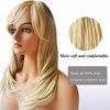 Auflaund Natural Ombre Blonde Curly Wigs Shoulder Length Long Wavy Blonde Hair Wigs With Darker Root For Women + Wig Cap