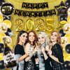 Kusamue Happy New Years Eve Party Decorations Kit, 2025 foil balloons happy new year banner 2 PCS Gold fringe curtains 37PCS 12 Inch Latex Balloons for New Year Party Eve Carnival Greet New Year Kit