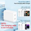 USB C Fast Charger Block,USB C Charging Block 2-Pack USB C 2in1 Dual Ports Plug Wall Charger, Fast Type C Charger for IPhone 16/16 Pro/15 Pro Max/15 Plus/14/13/12/11/Xs Max/XR/X,iPad